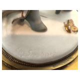 DR - Vintage Porcelain Art Deco Figurine 12in Tall - Woman in Blue Coat on Ornate Base