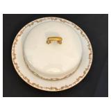 DR - Royal Vienna 7.5in Covered Butter Plate with 18K Gold Rim, Austria and Vintage Floral Bavaria Plate