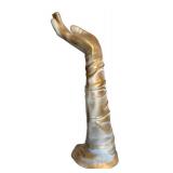 DR - Vintage 18-Inch Hand Sculpture - Metallic Gold and Silver Finish