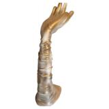 DR - Vintage 18-Inch Hand Sculpture - Metallic Gold and Silver Finish