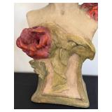DR - Friedrich Goldscheider Art Nouveau Terracotta Bust - Polychrome with Red Roses
