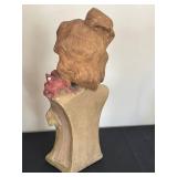 DR - Friedrich Goldscheider Art Nouveau Terracotta Bust - Polychrome with Red Roses