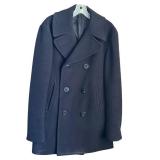 DR - US Navy Vintage Pea Coat - Double-Breasted Wool, Anchor Buttons, Size 38R