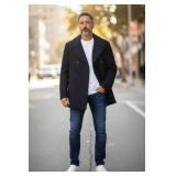 DR - US Navy Vintage Pea Coat - Double-Breasted Wool, Anchor Buttons, Size 38R