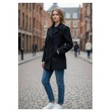 DR - US Navy Vintage Pea Coat - Double-Breasted Wool, Anchor Buttons, Size 38R