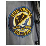 DR - Vintage N-4 U.S. Navy Deck Jacket - USS Vesole DD-878 Patch & USS Columbus Patch - Size Small/Medium