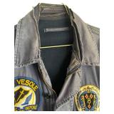 DR - Vintage N-4 U.S. Navy Deck Jacket - USS Vesole DD-878 Patch & USS Columbus Patch - Size Small/Medium