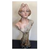 DR - JWA 11060 Art Nouveau Ceramic Bust - Antique Portrait, 14 in H, Early 20th Century