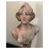 DR - JWA 11060 Art Nouveau Ceramic Bust - Antique Portrait, 14 in H, Early 20th Century