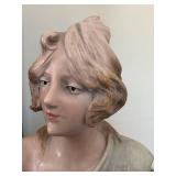 DR - JWA 11060 Art Nouveau Ceramic Bust - Antique Portrait, 14 in H, Early 20th Century