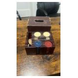 horse themed antique poker chip set