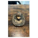 2 antique horse racing inkwells