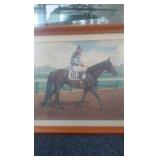 allen brewer jr 1961 lithograph featuring Kentucky derby winner carry back