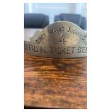 antique Coney Island jockey club official ticket seller hat badge