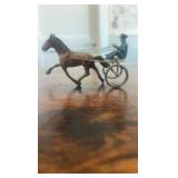 cast iron horse cart racing figurines