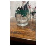 vintage hand painted horse racing themed drinking glasses