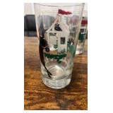 vintage hand painted horse racing themed drinking glasses