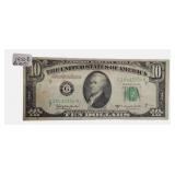 1950-D- No Motto- $10 Federal Reserve Note