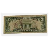 1963 Off-Cut - $5 Federal Reserve Note