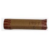 1957- D-  Open Roll of Wheat Pennies