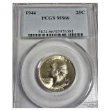 1944 25-Cent Coin, Graded PCGS MS66