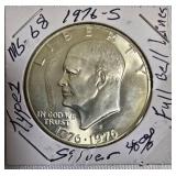 1976-S MS-68 Type 1 Coin with Full Bell Lines, containing 40% silver
