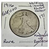 1916 Reverse Walking Liberty Half Dollar - Rare Edition