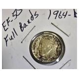 1964-D Dime in EF-50 condition, showcasing captivating Full Bands.