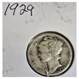 Collection of Liberty Dimes from the years 1923, 1925, and 1929.