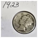 Collection of Liberty Dimes from the years 1923, 1925, and 1929.