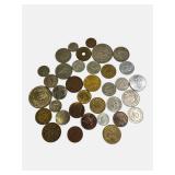 Old foreign coins from various countries around the world.