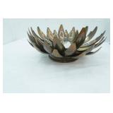 Bronze Metal Flower Lotus Mirror 16" diameter