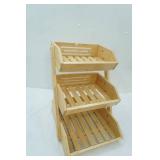 NEW 3-Tier Bamboo Fruit Basket or Storage Shelf 17" tall by 12" wide