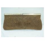 Vintage Handmade Beaded Clutch. (Golden Brown/Copper Color)
