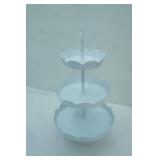 White Metal 3-Tiered Scalloped Serving Tray