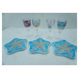 Tervis Poly Wine Goblets & Starfish Poly Plate Set