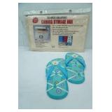 Canvas Storage Box (new) & Pair of Flip-Flops Photo/Note Wall Hanging