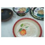 Ceramic Apple Pie Pan w/Recipe, Wooden Star Bowl, Ceramic Cake Plate and Stand