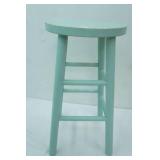 Wooden Bar Stool. Painted light teal. 24" seat height