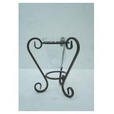 Metal and Glass Hurricane Candle Holder 10.25" tall