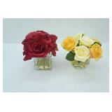 2ct Artificial Flower Arrangements in Epoxy. Yellow Roses & Red Roses