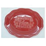 primavera ceramic serving platter. 12"x 15" Oval. "Family Gathers Here"