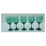 Vintage Libbey Wine Glasses. Juniper Green. Set of 5