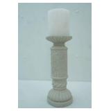 12" stone pillar candle holder & New pillar candle