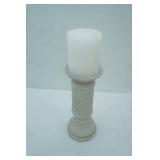 12" stone pillar candle holder & New pillar candle