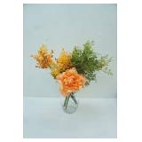 Artificial Flower Arrangement and Clear Glass Vase