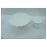 2 White Ceramic Glaze Cake Stands