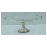 Sterling Silver Footed Glass Cake Tray