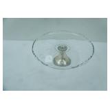 Sterling Silver Footed Glass Cake Tray