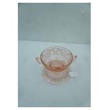 Vintage Pink Anchor Hocking Plate, Clear Glass goblet (have been attached)